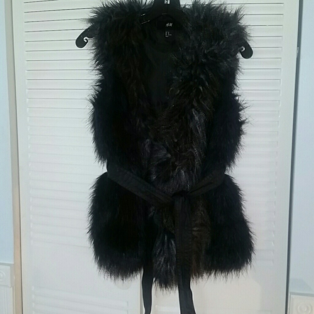 COPY - Dark blue and grey Faux fur vest